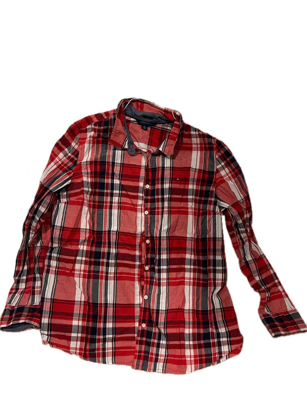 Tommy Hilfiger Red Black Checkered Button Up Shirt XL